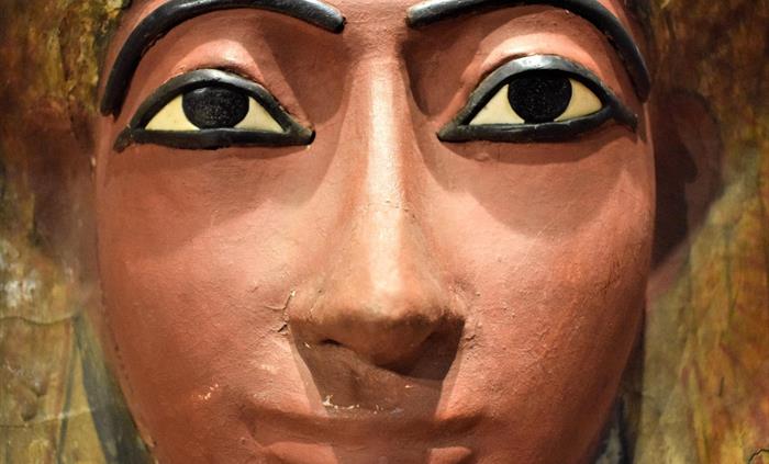 Wooden coffin lid of a person.